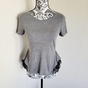 Free People Lace Accent Peplum Top